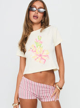 Sunday Flowers Graphic Top Cream